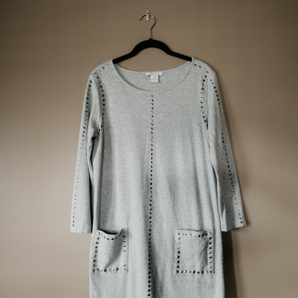 Silver-studded Grey Casual Dress